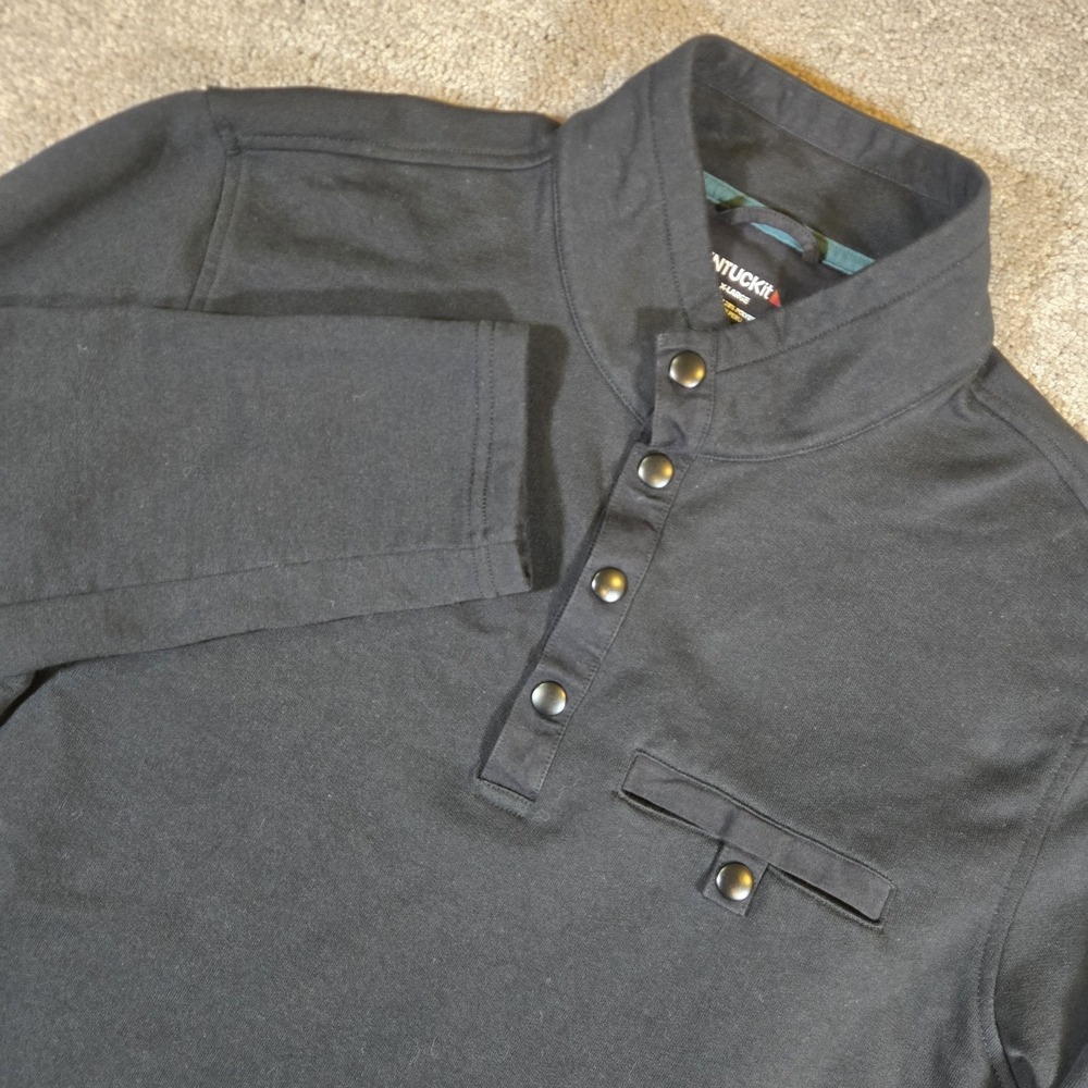 UnTuckit Parkson Black 1/4 Snap Fleece Henley Pullover Men's Size XL